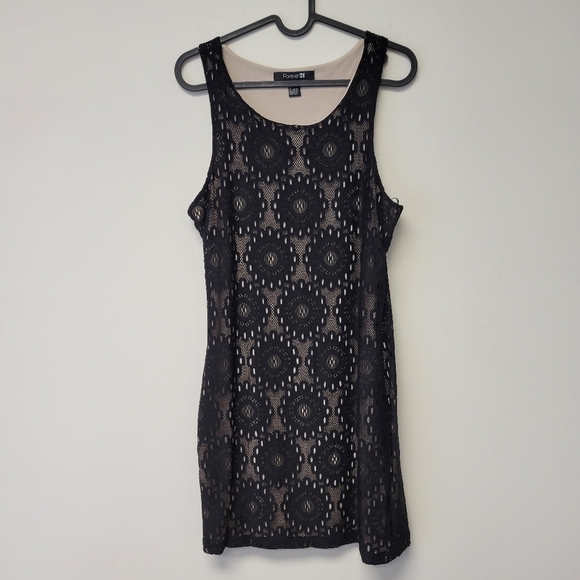 Forever 21 Lace Sheath Bodycon Dress Black L - Picture 1 of 6